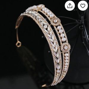 Gold rhinestone and pearl tiara